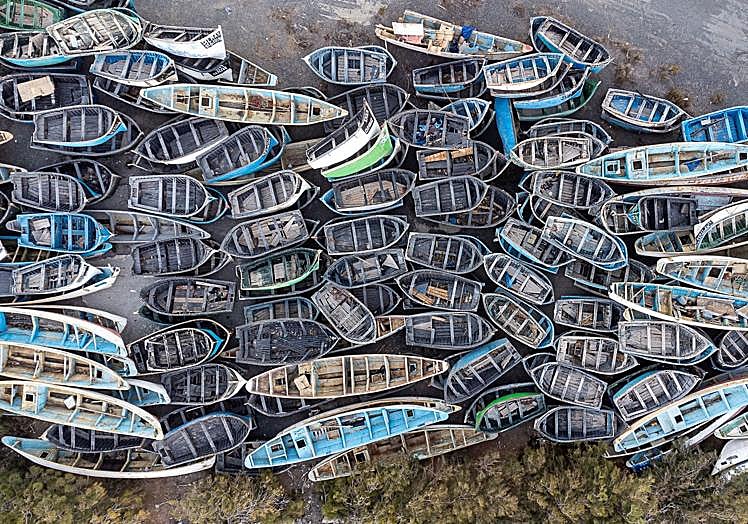 Eduardo Robaina capturó el 'cementerio' de pateras de Arinaga desde un dron.